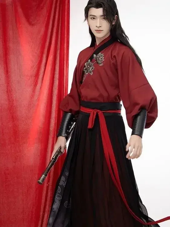 Chinesische Art Hanfu Herren bekleidung Kampfkunst Stil Stickerei Kleidung ritterlichen Gelehrten Weijin Dynastie Kostüm