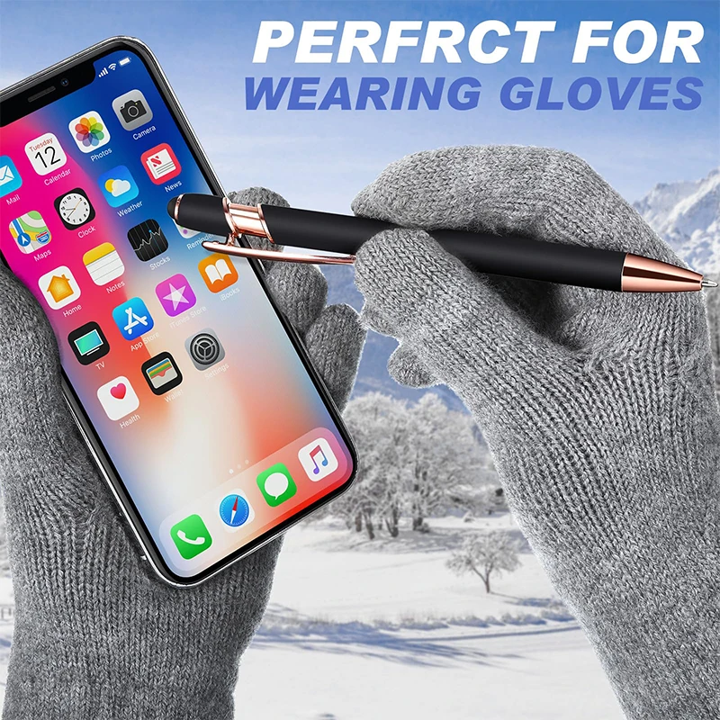 قلم حبر جاف معدني للشاشات التي تعمل باللمس ، نقطة كروية ، قلم لمس ناعم ، قلم 12