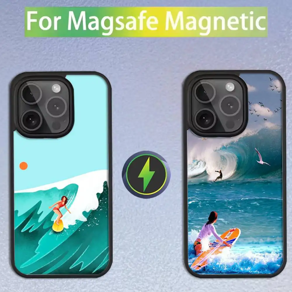 

Beach surf girl Phone Case For iPhone 16,15,14,13,12,11,Pro,Max,Plus,Mini,SE Magsafe Magnetic Wireless Charging