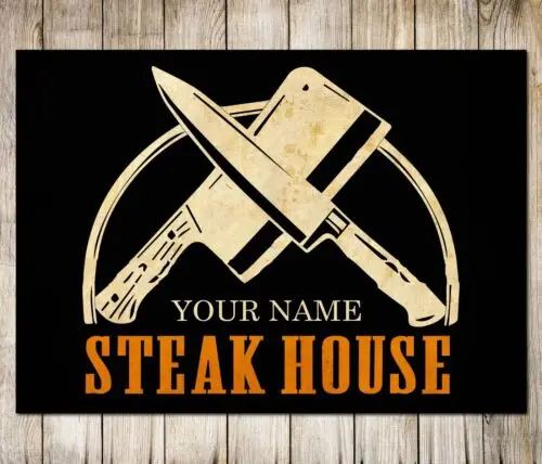 Personalised Steak House Sign Last Name Establish Wall Decor Metal Plaque