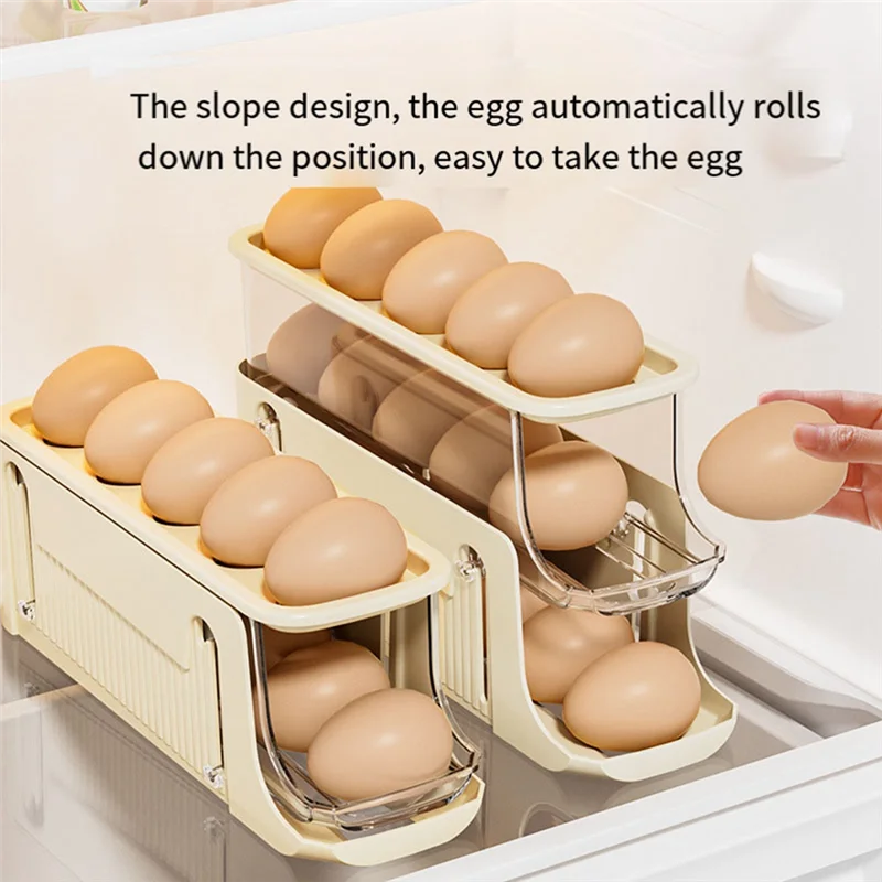AY03-2PCS Eieraufbewahrungstabletts für Kühlschrank, Eierspender für Kühlschrank, 3-stufiger, platzsparender Eierspenderhalter