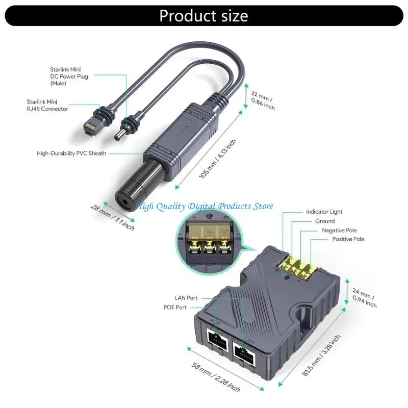 U2JE RJ45 Pasywny wtryskiwacz PoE RJ45 Networking Adapter Cover Over Ethernet Networking