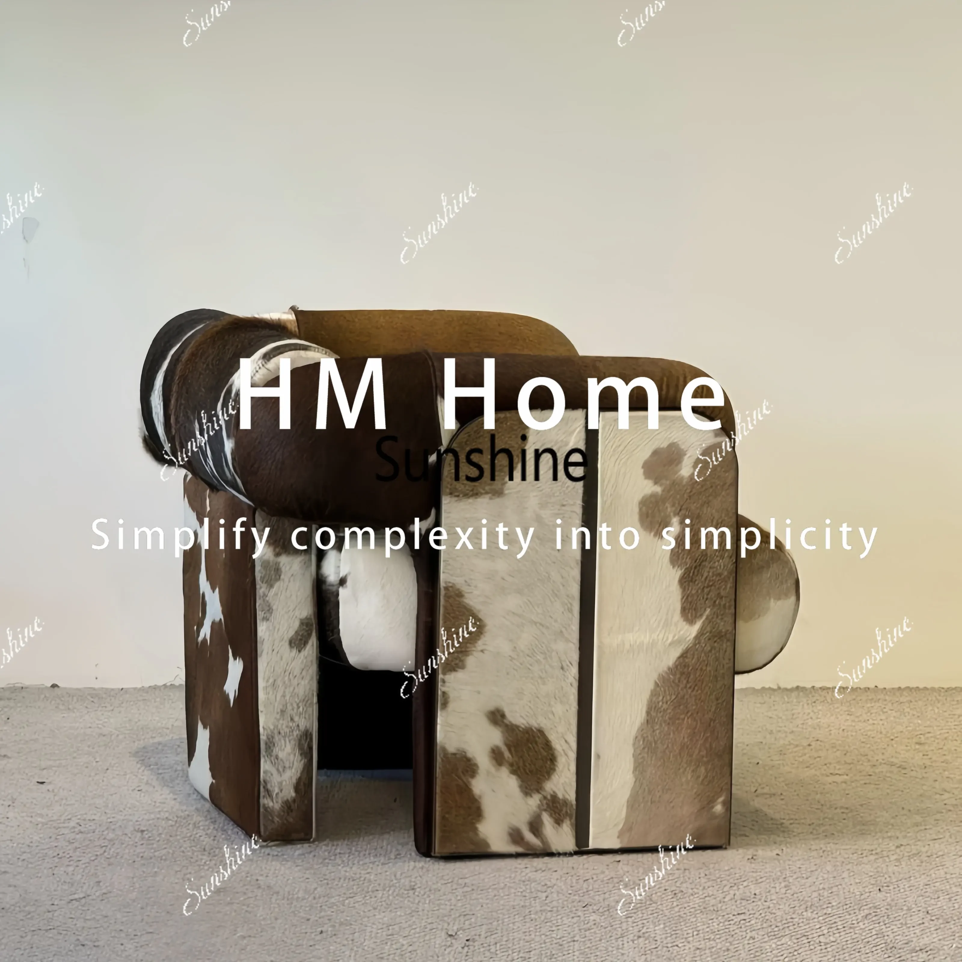 Medieval Italian minimalist cow pattern design, sofa chair single home living room modern light luxuryTJ
