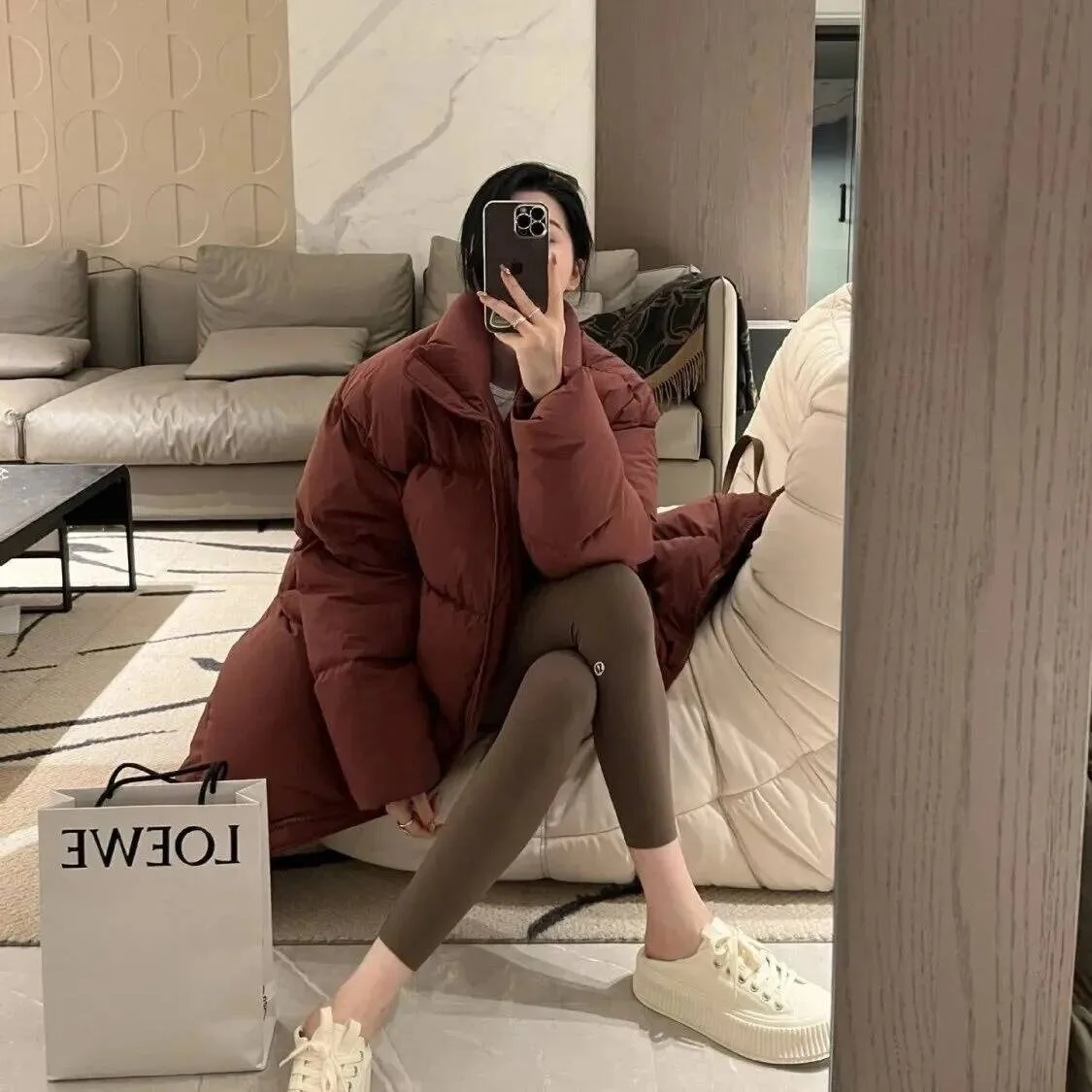 2025 New Long Over-Knee Thickened Cotton Jacket Women's Korean Style Ultra-Long Winter Outerwear Trendy