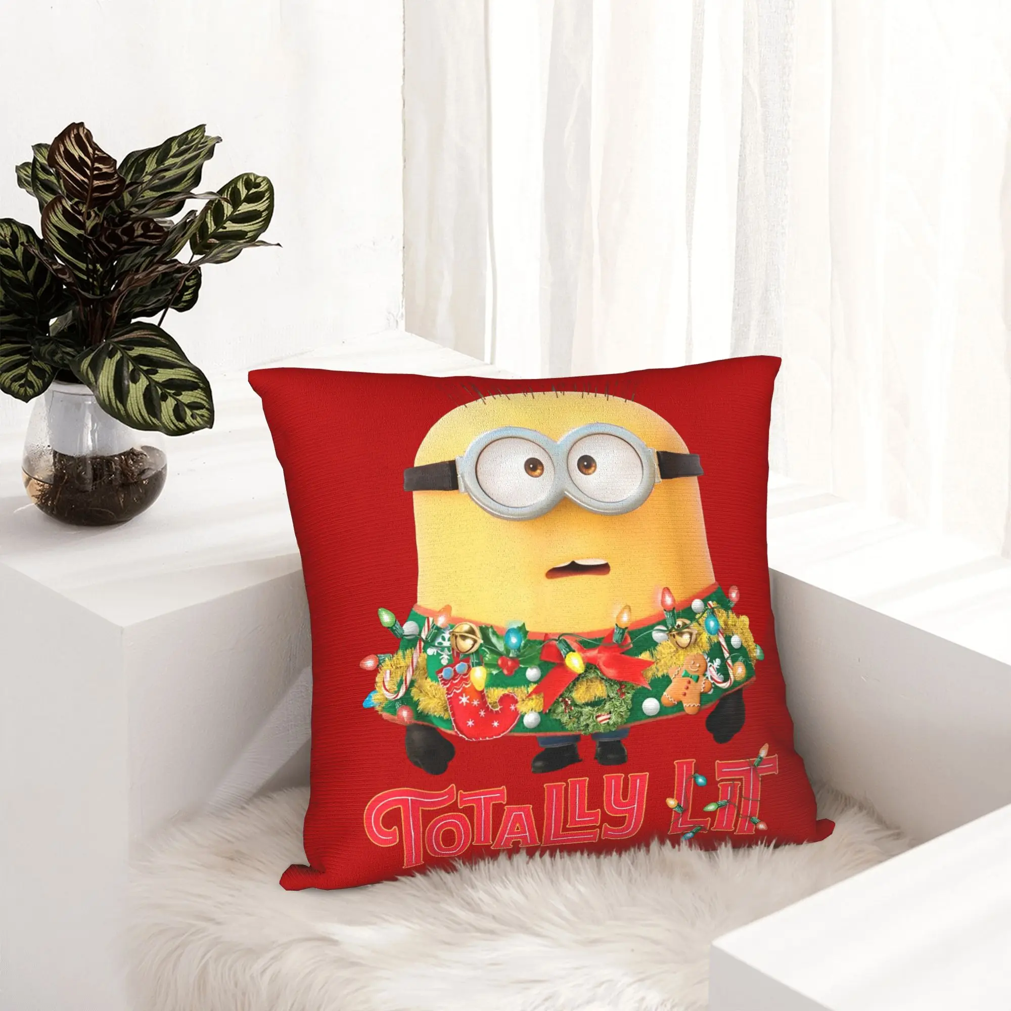 Cartoon M-Minions Christmas Pillowcase Double-sided Printing Polyester Cushion Cover Decorative  Pillow Case Cover
