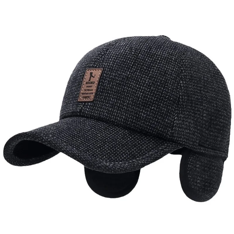 Verstellbare Baseballkappe für Herren mit Gehörschutz, verdicktes, atmungsaktives Polyester, nur zum Händewaschen, elastische Passform, für den Außenbereich, warm
