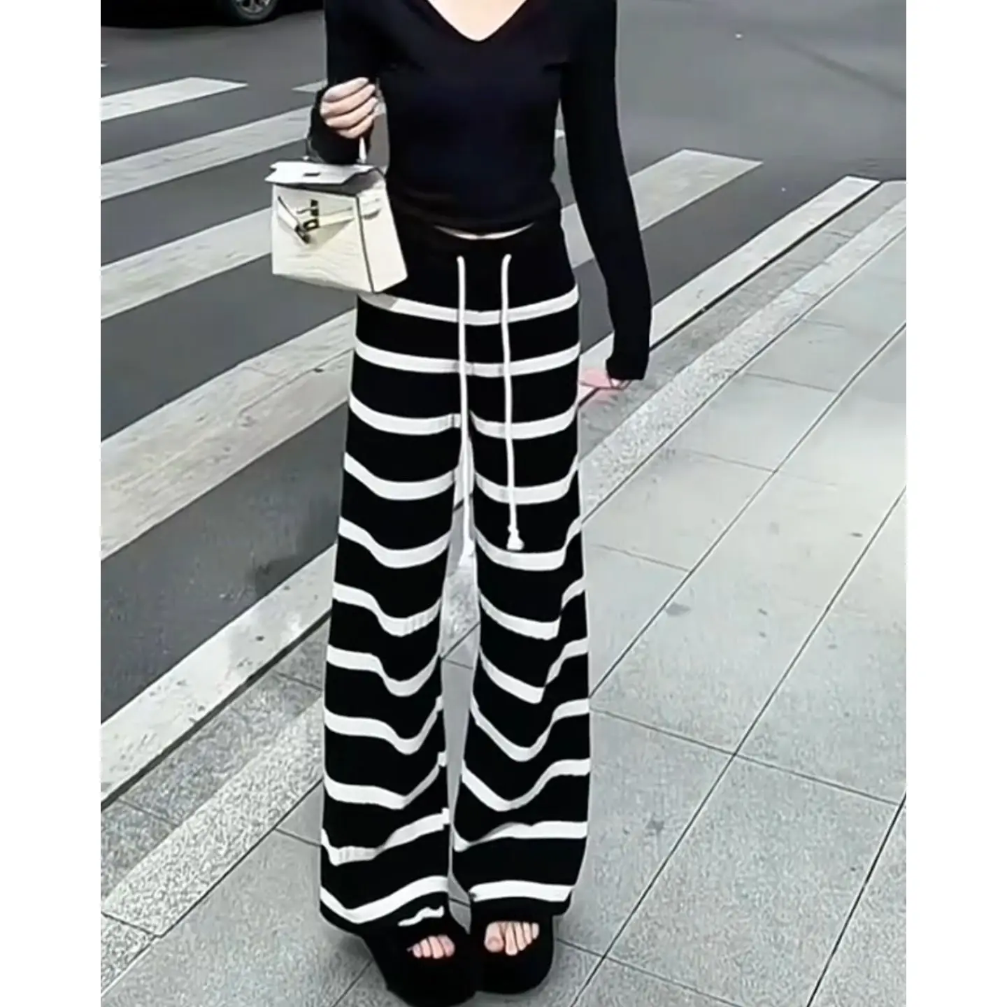 Pants Womens Korean Summer Modal Slim-Fit Joggers Young Stretchy Split Paneled Spicy Hip-Hop Sportswear All-Match Relaxed Trendy