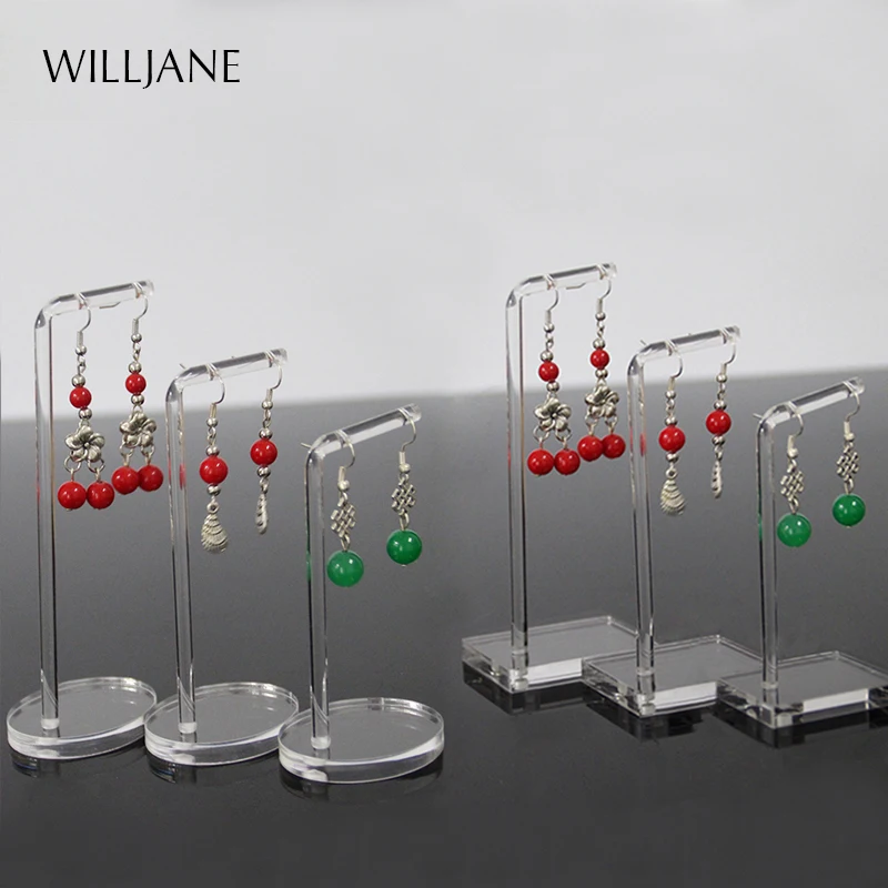 Transparent Acrylic Jewelry Earrings Display Stand Rack Showcase 2 Holes Hanging Earring Studs Holder Organizer Photography Prop