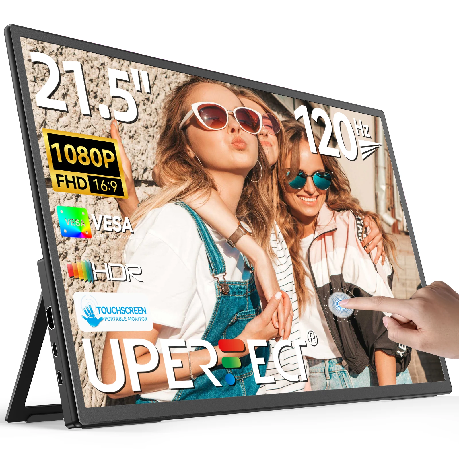 

UPERFECT 21,5 "120 Гц сенсорный портативный игровой монитор для ноутбука и ПК дисплеи FHD 1300:1 с динамиками VESA для ТВ, планшета, Mac, телефона