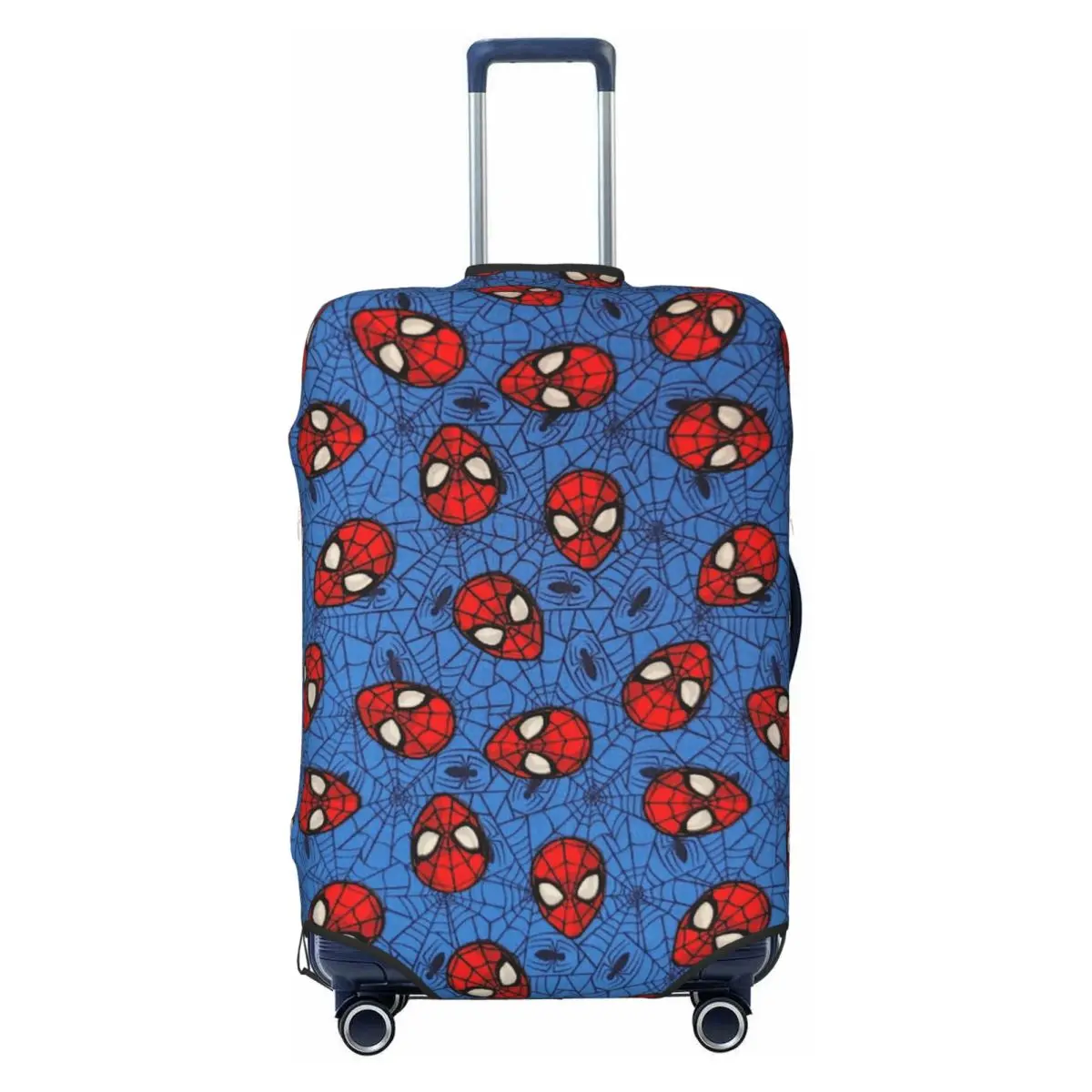 

Custom Spider Man Face Toss With Web On Blue Quilt Luggage Cover Elastic Travel Suitcase Protective Covers Fits 18-32 Inch