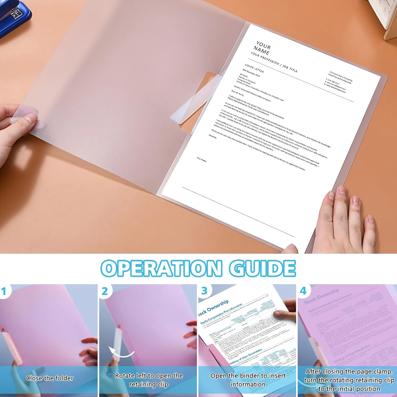 5/10Pcs Plastic Folder with Mid-Side Swing Clip Report Folder Front Presentation Folders for A4 Paper Business Documents Resume