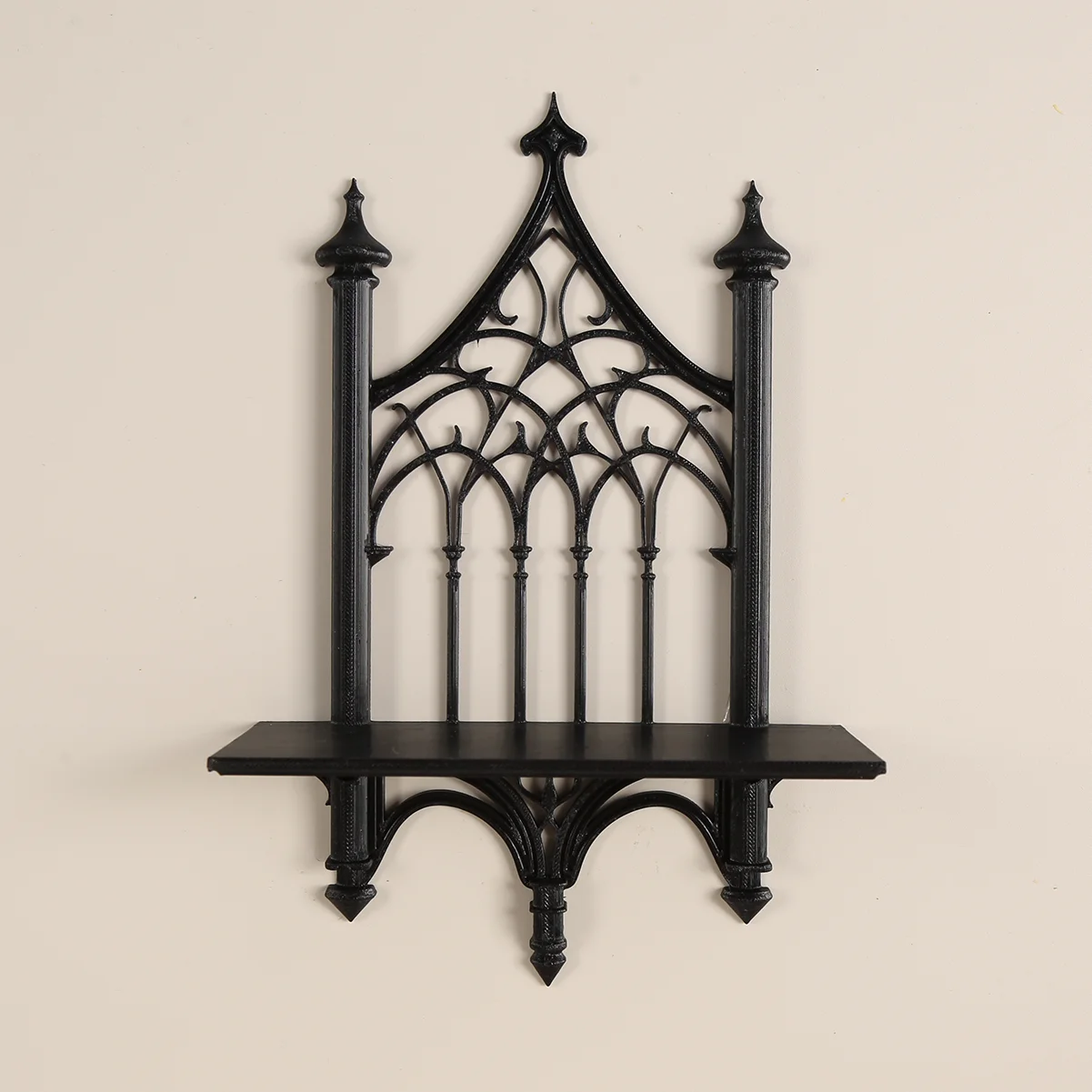 1-teiliges Gothic-Wandregal – geschnitzt, schwarzer Retro-Stil, zeigt kleine Ornamente und Aromatherapie an, erstellen künstlerische Ecke