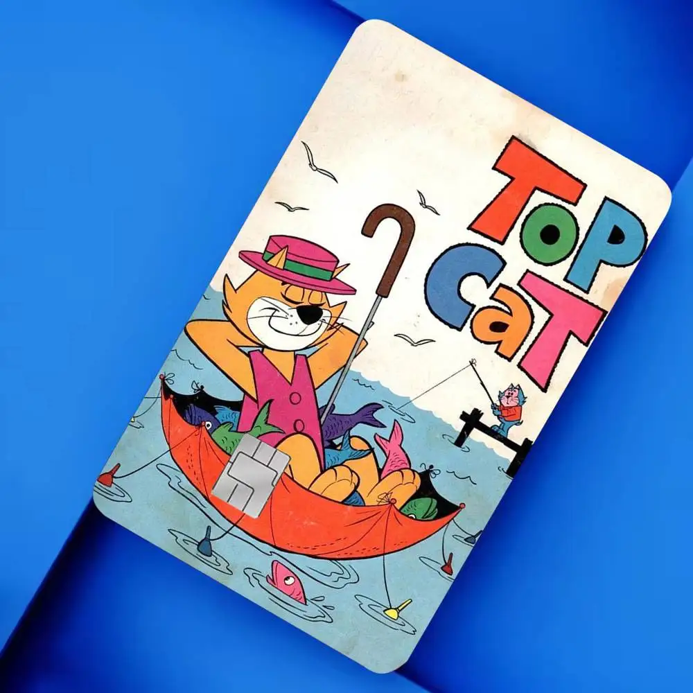 Cartoon T-Top Cat 4pcs 1Set Card Stickers Small Waterproof Chip 4PCS Card Sticker Anti-Scratch