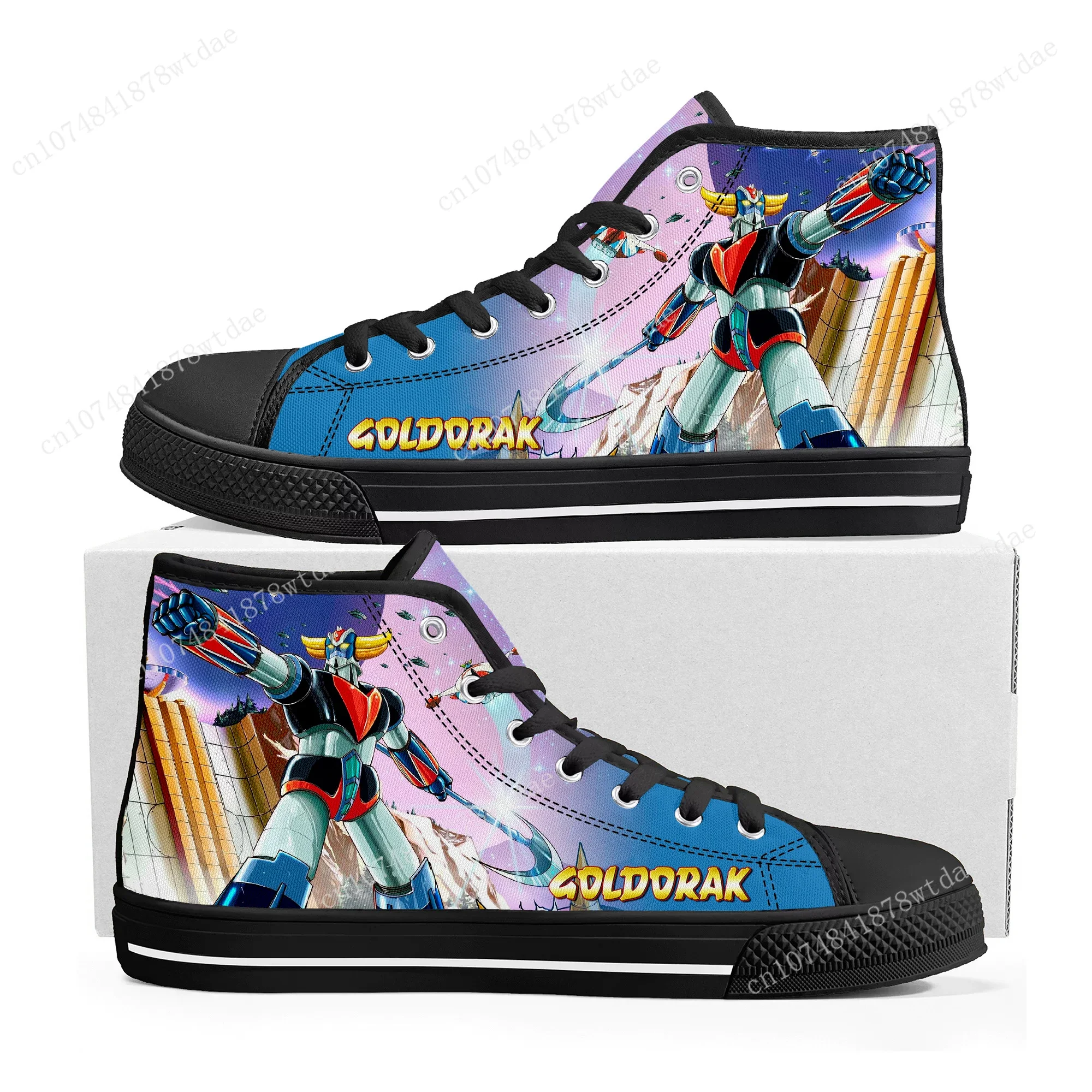 UFO Robot Goldrake Grendizer High Top Sneakers Mens Womens Teenager High Quality Canvas Sneaker Anime Casual Custom Made Shoes