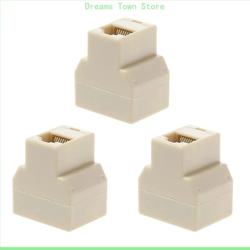 HX6A 3pcs 1 2 vías Cable red Ethernet Ethernet RJ45 Conector divisor femenino Adapte