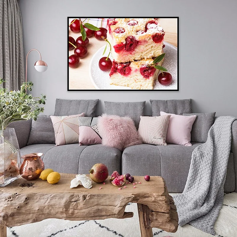 9 Sizes Modern Colorful Decorative Painting Gourmet Dessert Cherry Jam Cake Dining Room Living Room Kitchen Home Decor