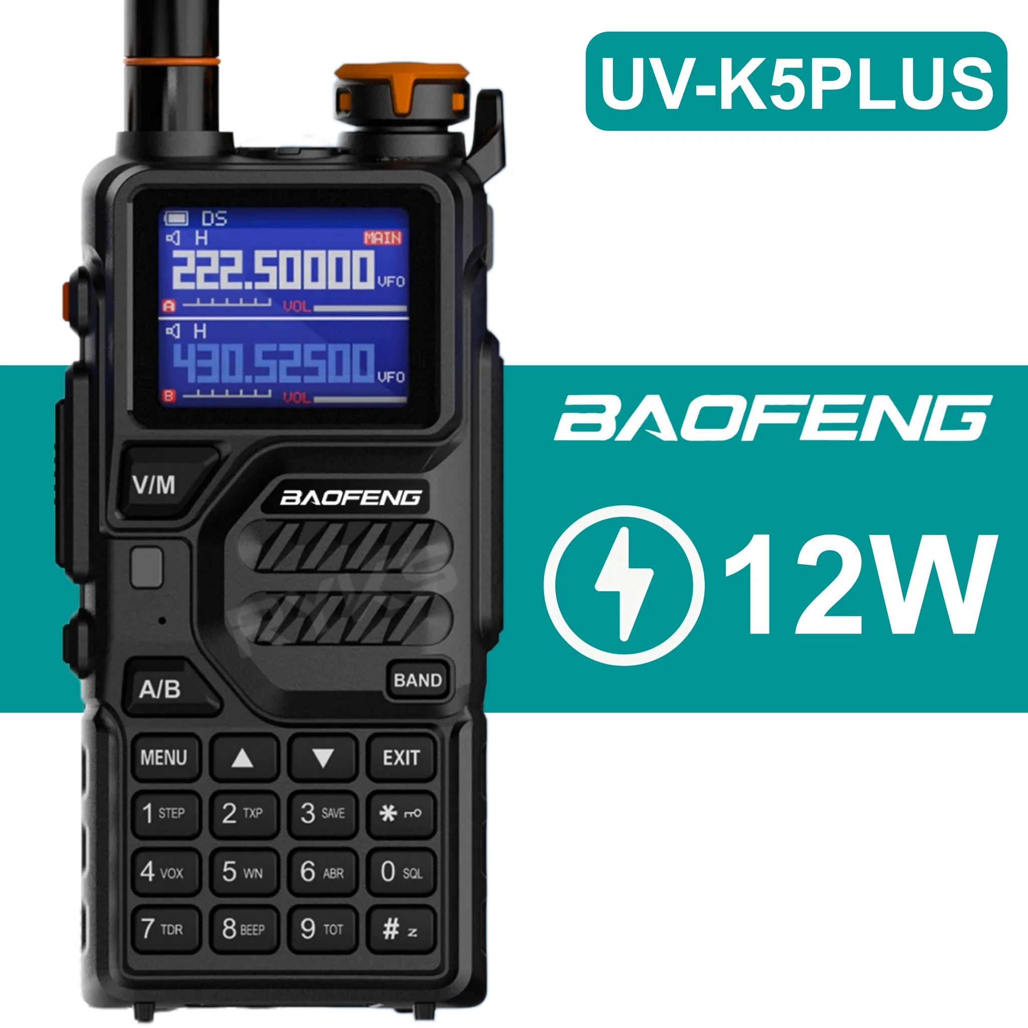 

Рации Baofeng UV-K5 Plus с выходной мощностью 10 Вт, дальность действия 5-10 км, авиационный диапазон, двусторонняя связь, частоты 118-136 МГц