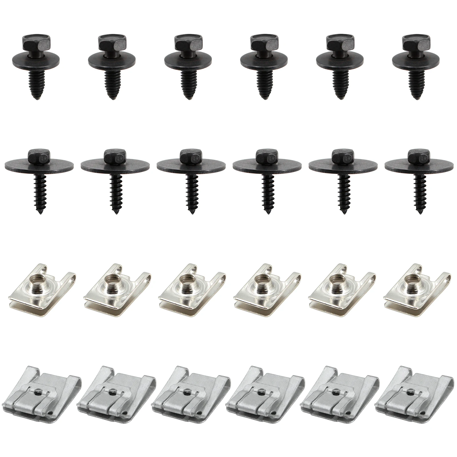 24pcs M4.8 Radiator Support Splash Shield Undercar Tapping Screw Bolt & Nut Kit for Mercedes Benz 2019900536 0019949845