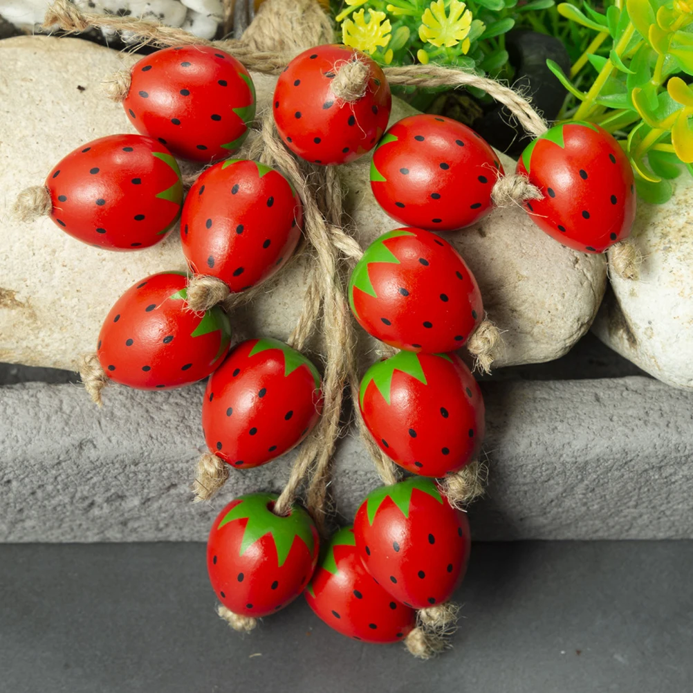 

50pcs Wooden Bead Accessories Bright Colored DIY Craft Strawberry Fruit Beads HomeDecoration Jewelry Making Bracelets Projects