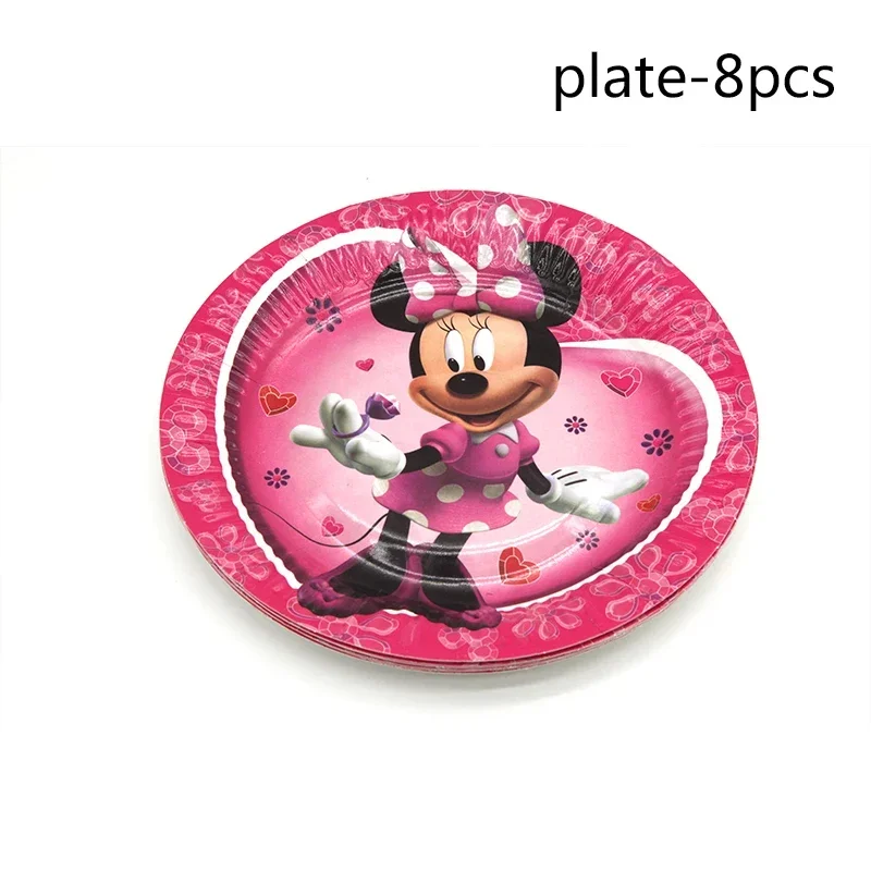 Minnie Mouse Girls Birthday Party Decorations Disposable Tableware Set Paper Cup Plate Tablecloth Decor For Baby Shower Supplies