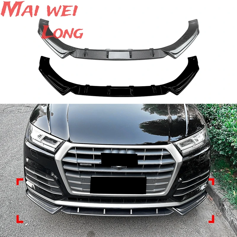 3PCS Front Bumper Diffuser Lip Spoiler For AUDI Q5 SQ5 FY Sline 2018 2019 2020 Front Splitter Car Accessories Gloss Black ABS