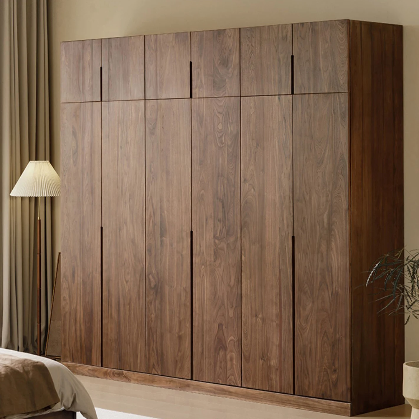 

#Modern Simple All-Solid Wood Wardrobe Black Walnut One-Door Cabinet Adjustable Height For Home Apartment Hotel Bedroom Furnitur