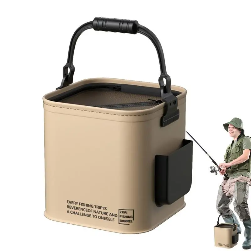 8L/14L Fishing Bucket Folding Fish Bait Bucket EVA Water Tank Fishing Tackle Live Fish Box Portable Water Bag For Camp fishing