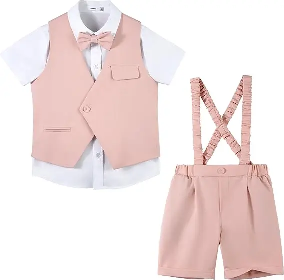 Short Suit for Boys Summer Wedding Ring Bearer Outfit Graduation Baby Kids First Birthday Photography Costume
