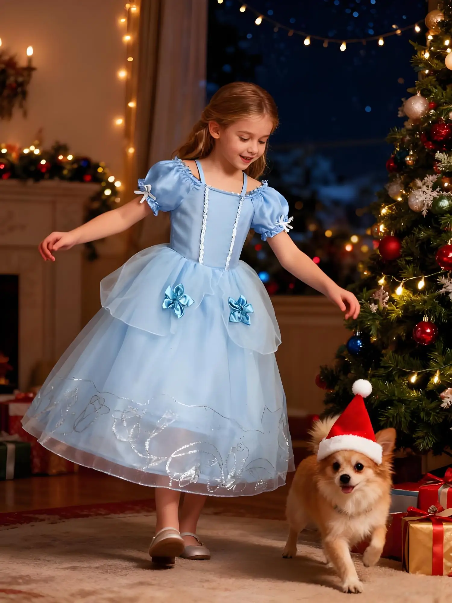 Vestidos florales de Cenicienta de fantasía para niñas, disfraz de princesa para fiesta infantil, traje de cumpleaños y Navidad, vestido de graduación para niños