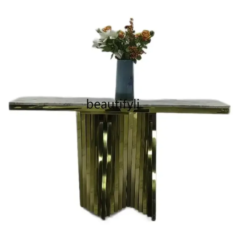

SS ss7486 Light luxury stainless steel porch table frame base luxury stone marble rock slab table legs entry corridor porch brac
