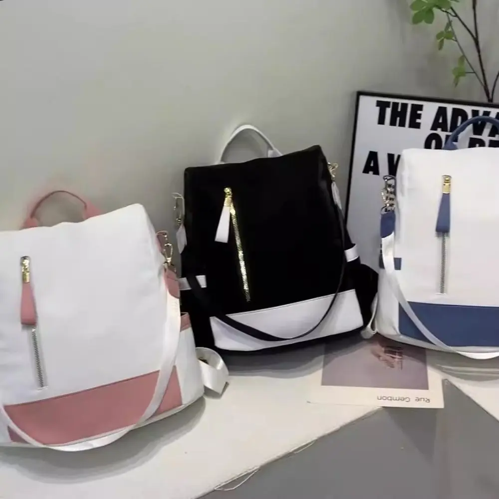 Zaino da donna alla moda di grande capacità Elegante borsa a tracolla casual antifurto Tessuto in nylon Zaino da viaggio femminile impermeabile
