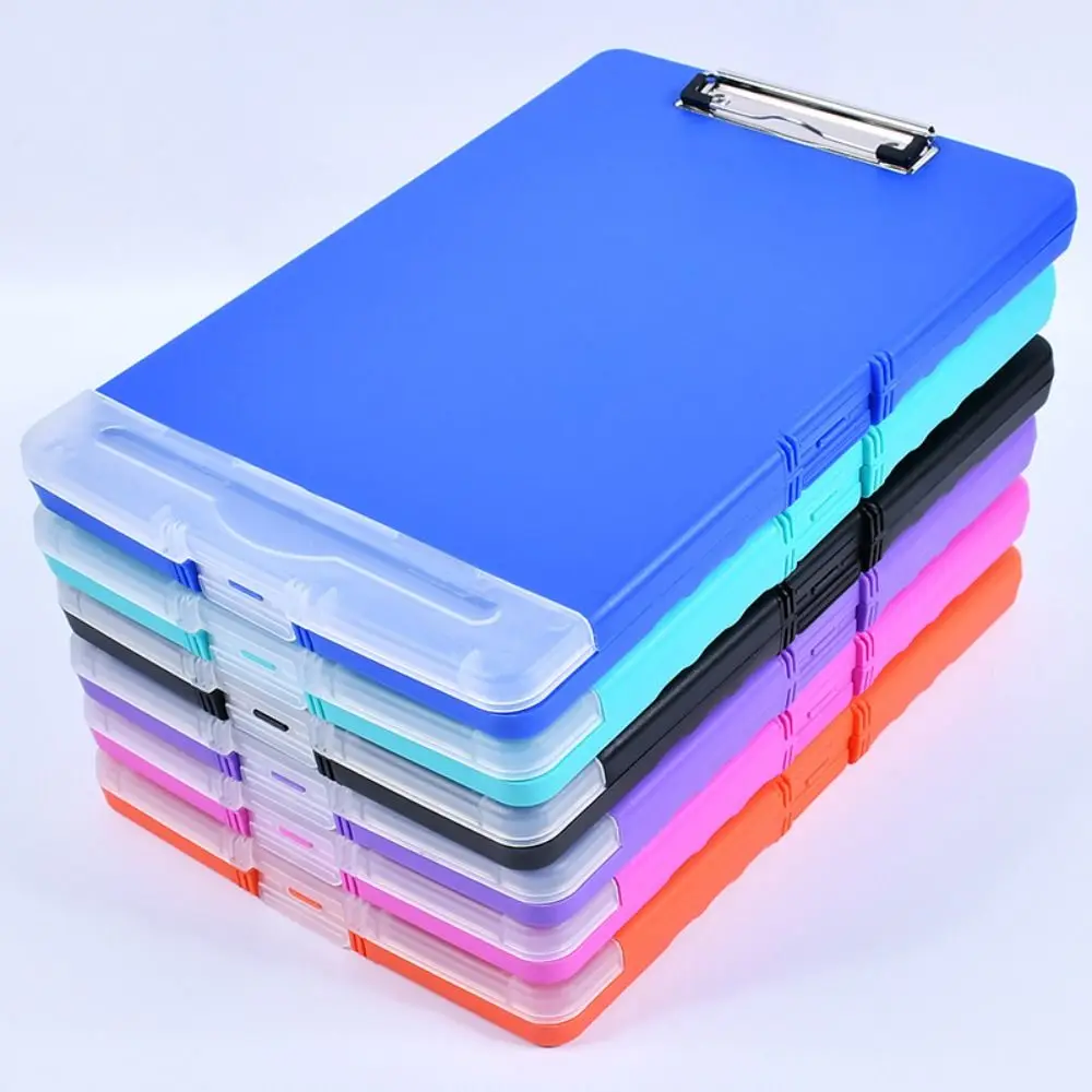 1PC Plastic Storage Clipboard File Box Case Document File Folders Clipboard Writing Pad Stationery School Office Supplies