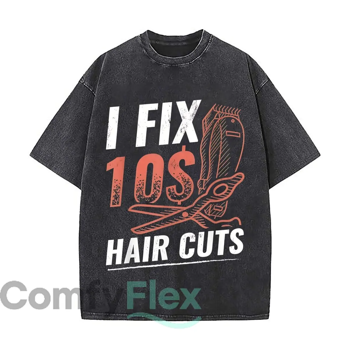 I Fix 10$ Hair Cuts Barber Washed Vintage Short Sleeve Loose Streetwear Tee