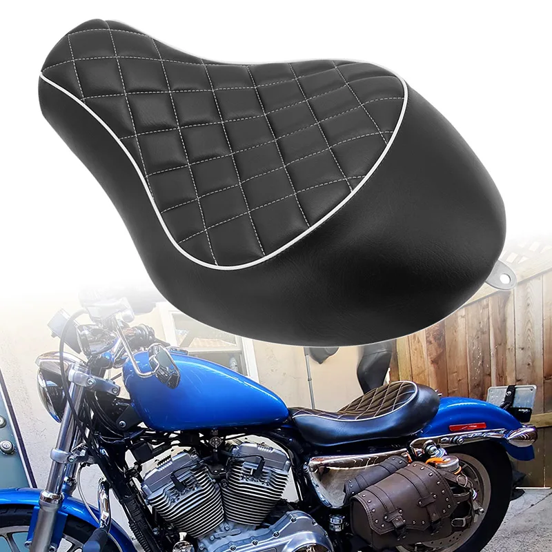 

Motorcycle PU Leather Front Driver Rider Solo Seat Cushion Black For Harley Sportster Custom XL 883 1200 2004-2015