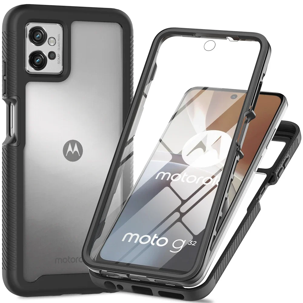 Armor Shockproof Case with PET Screen Protector For Motorola Moto G32 G42 G52 G82 5G E13 G13 G23 G53 G14 G54 G84 Back Cover