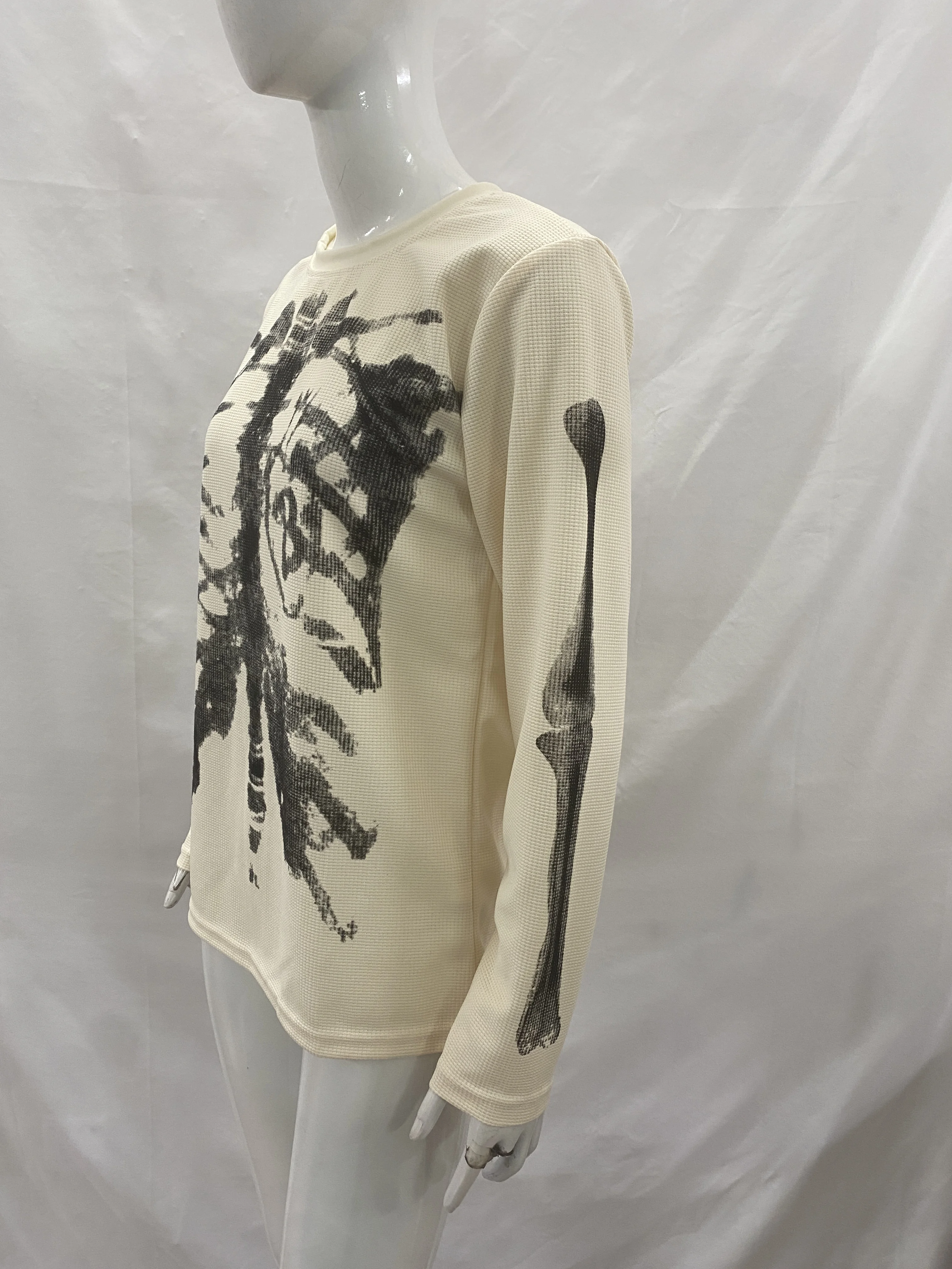 Unisex Y2K American Retro Hoodie Herbst Harajuku Street Ins Style Totenkopf-Print Rundhals Langarm-Pullover – Detail 3