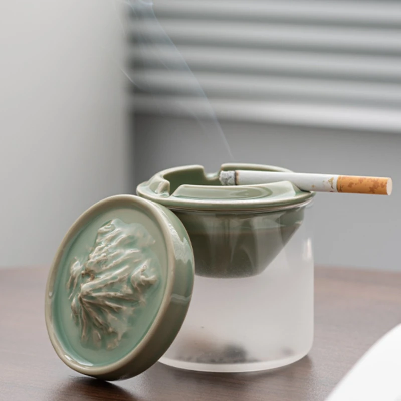 

Incense funnel anti-fly ash with lid office ashtray creative ashtray personality windproof fashion chimney