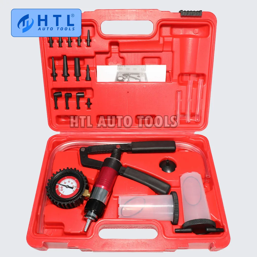 HTL 자동차 진단 도구, 자동차 핸드헬드 진공 피스톨 펌프 브레이크 블리더 어댑터, 유체 저장소 오일 테스터 도구 키트