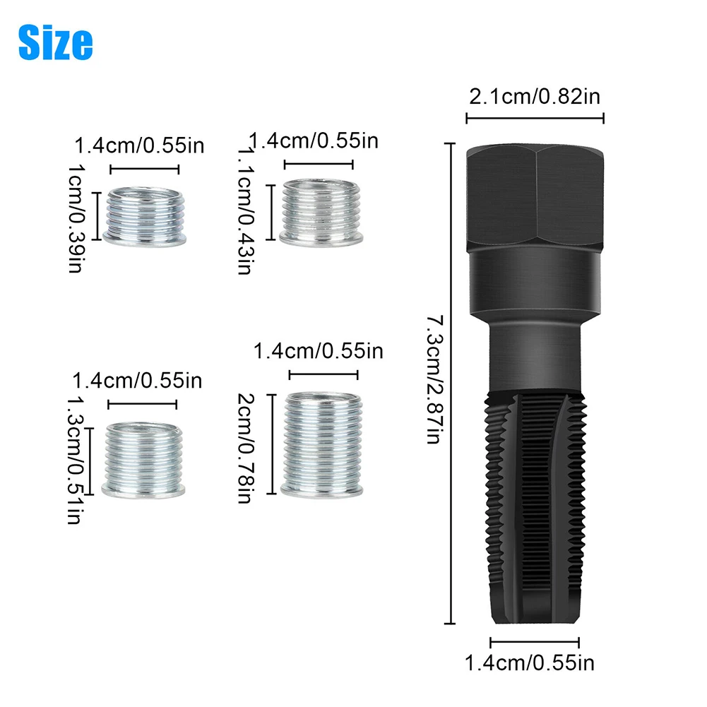 M14 X 1.25 Koolstofstaal Bougie Herschroefdraad Reparatie Tool Kraan Ruimer Inzetset 14Mm Voor Bougie Draad Reparatie