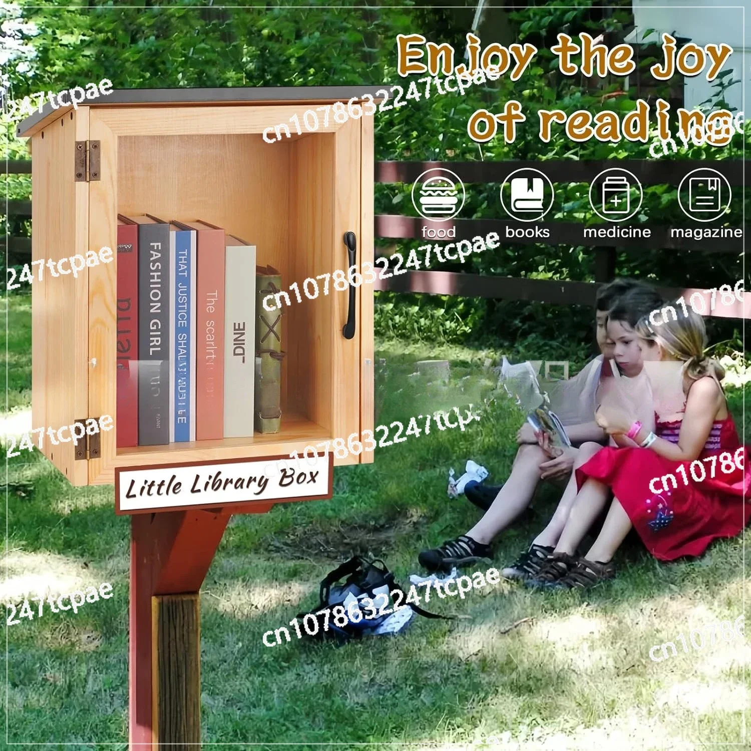 Garden Outdoor Solid Wood Library Box Book Mail Newspaper Holder
