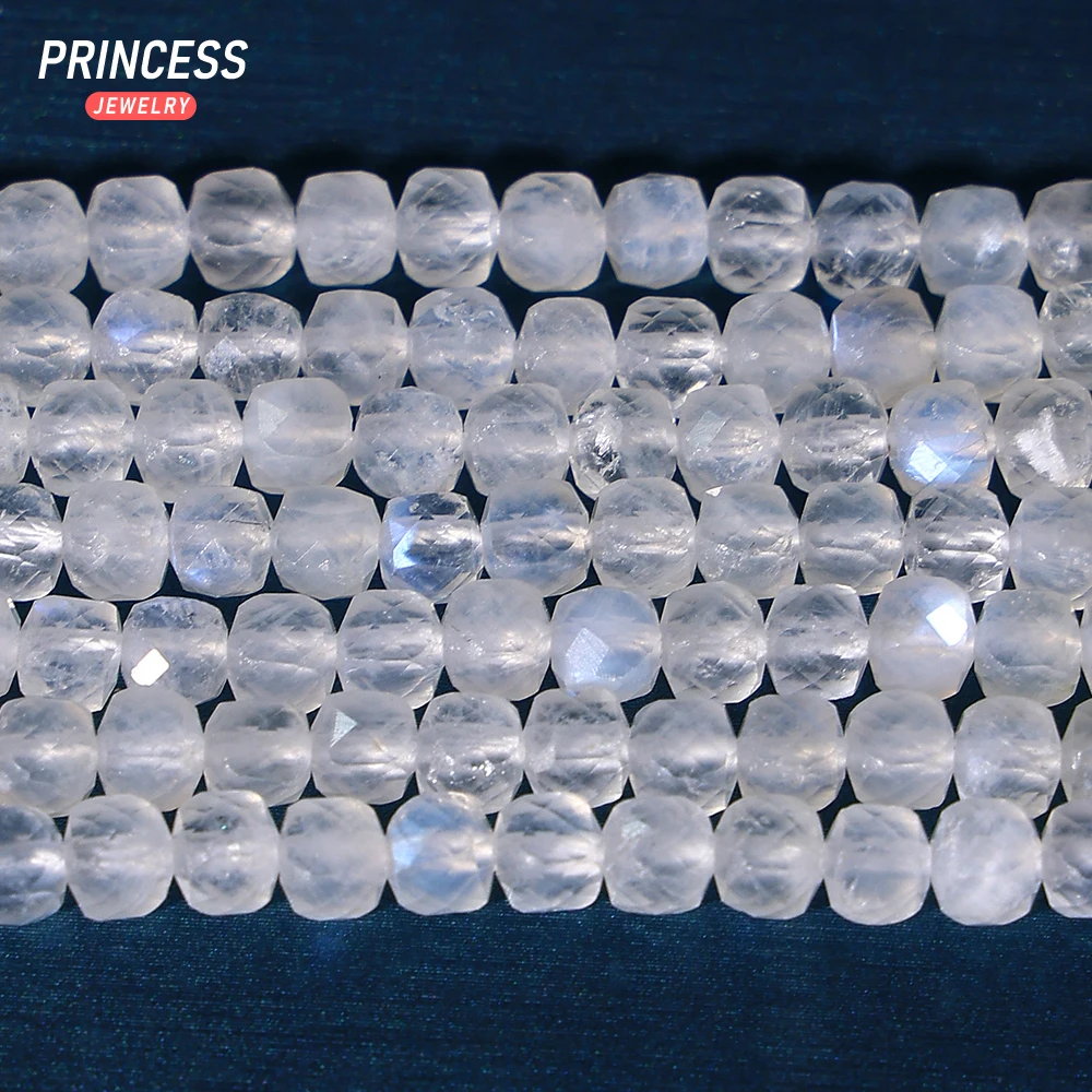 

A+ Natural Blue Moonstone 4mm Cube Faceted Beads Healing Crystals Beads for Jewelry Making DIY Bracelets Necklace Accessories