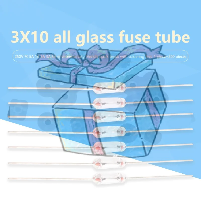 【CCA】200PCS 3*10mm 0.5A/1A/2A/3A/5A Axial Fast Glass Fuse With Lead Wire 3*10 0.5A 1A 2A 3A 5A