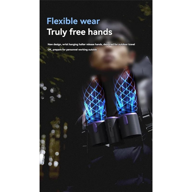 A69eturbo Jet Fan Double-Headed Waist-Mounted Fan Power Bank With Light For Outdoor Camping Traveling Work