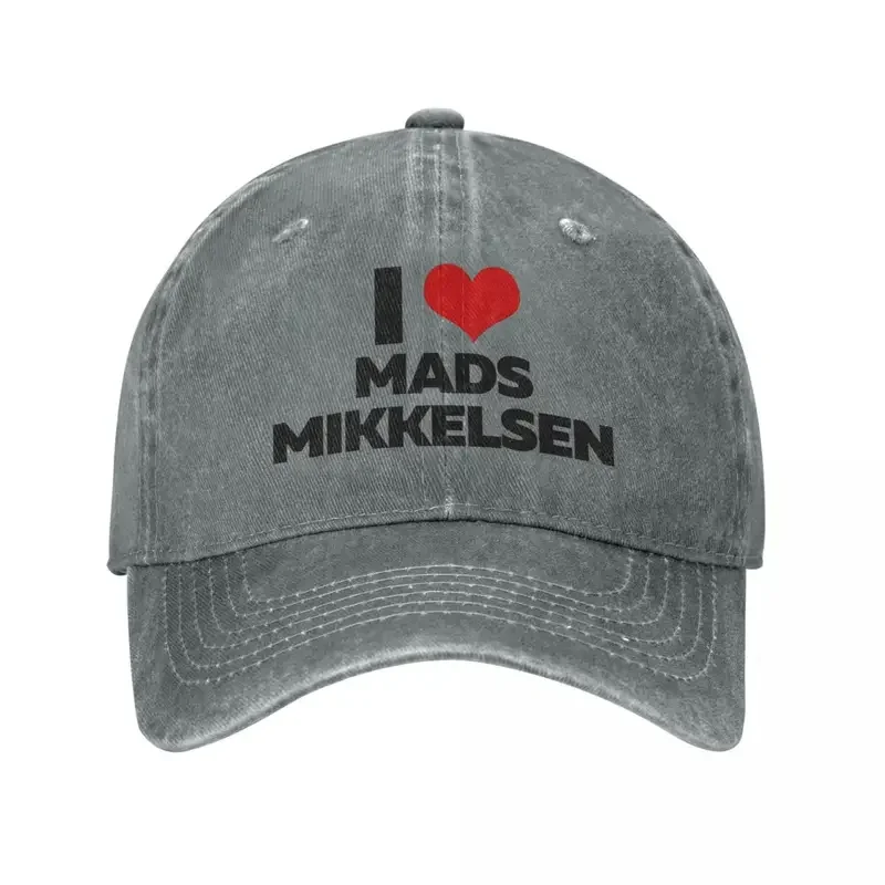 I Love Mads Mikkelsen Trucker Hats Outfit Retro Distressed Denim Actor Movie Film Dad Hat Casquette For for Men Women Adjustable