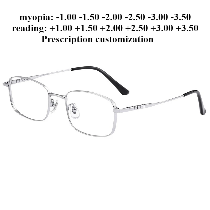 

50-19Small Frame Ultra-light Pure Titanium High Prescription Myopia Wide-edge Full-frame Anti-blue Light Reading Glasses for Men