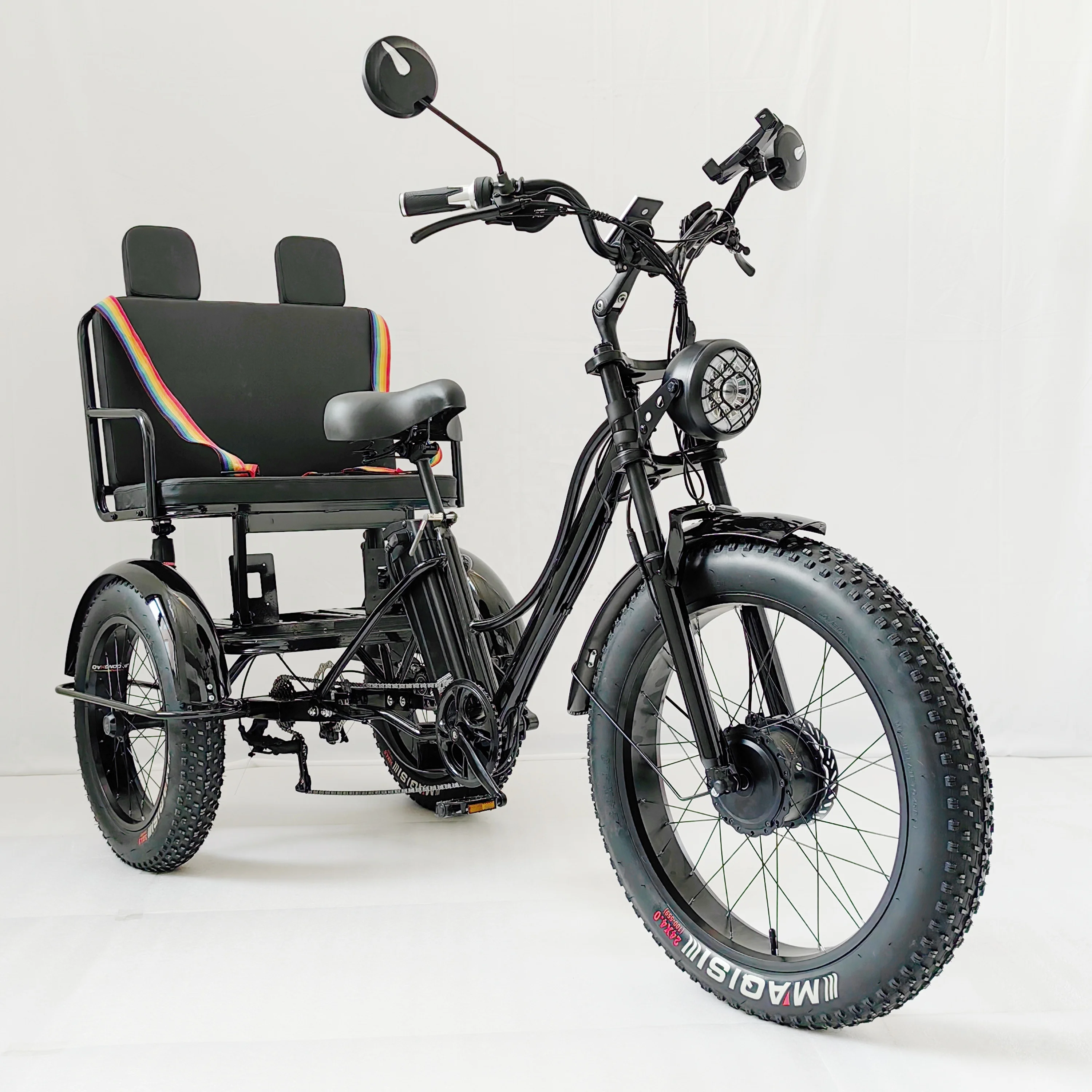 

New Model Fat Tire Elderly Electric Vehicle 3-Wheel Open Electric Tricycles E Rickshaw for Passenger and Cargo Transportation