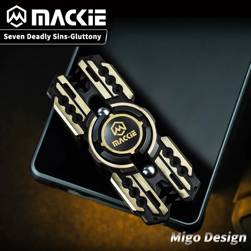 MACKIE EDC deux feuilles en laiton alliage de titane Fidget Spinner doigt gyroscope Fidgeting jouets