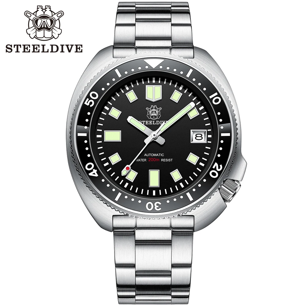 STEELDIVE SD1970 Automatic Turtle Dive Watch  Replacement Bracelet 20MM Fully Brushed Signed Buckle Folding Clasp with Safety