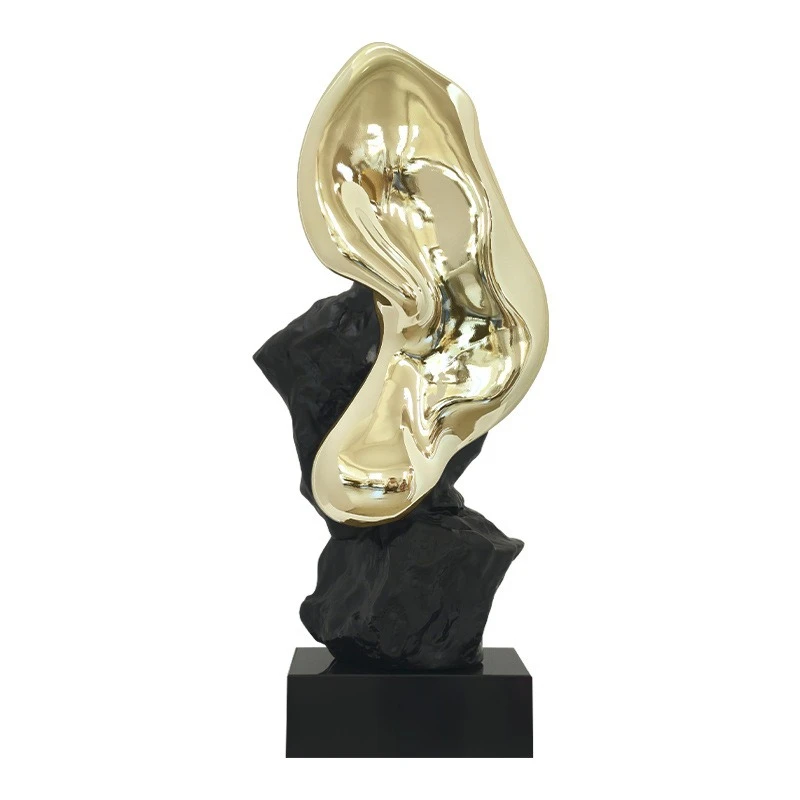 Large floor-to-ceiling electroplated stone, modern creative art abstraction, fiberglass reinforced plastic art decorative