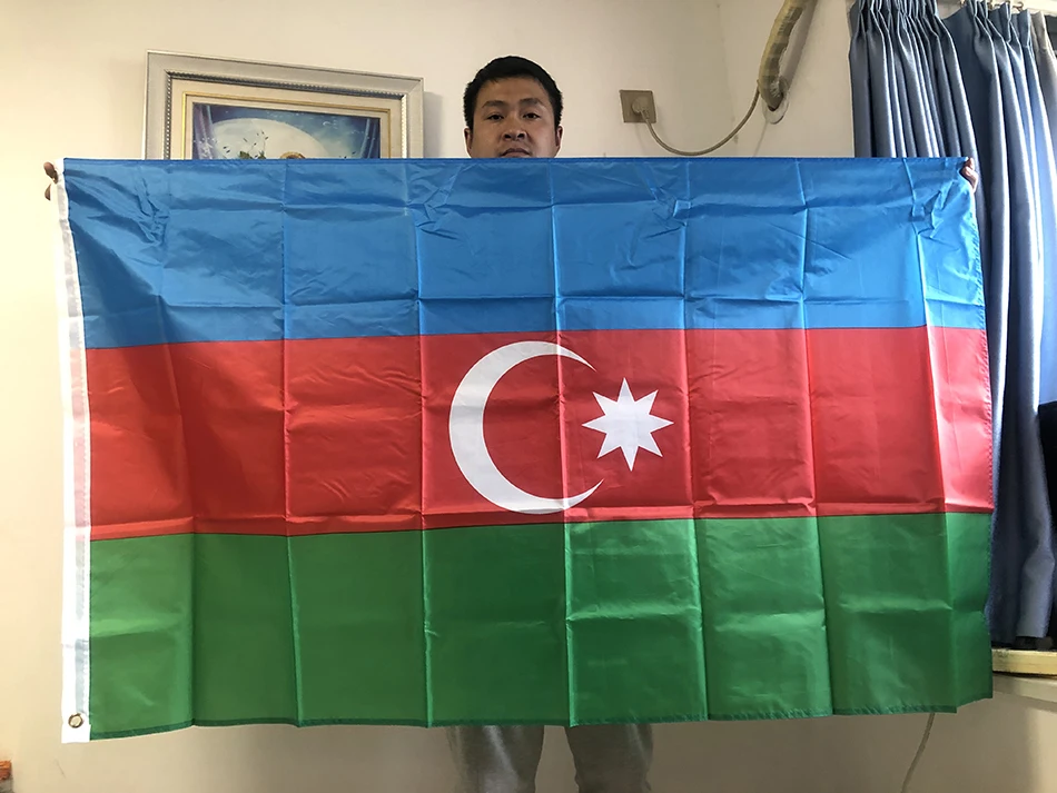 Bandera nacional de Azerbaiyán colgante para desfile y hogar - imagen 2